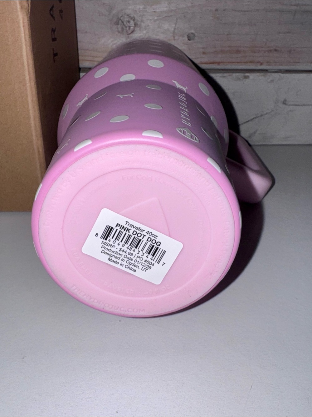 PINK x HydroJug 40oz Traveler Water Bottle Pink Dot Dog Limited Edition NEW - Picture 6 of 6